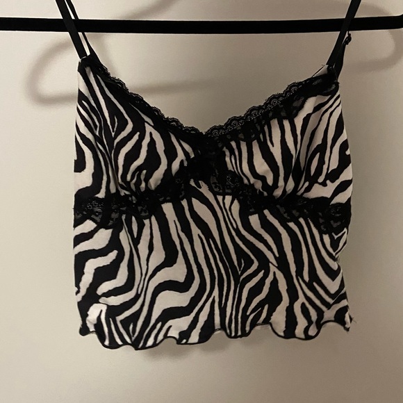 Zebra print with black lace tank top size M/S - Picture 1 of 3
